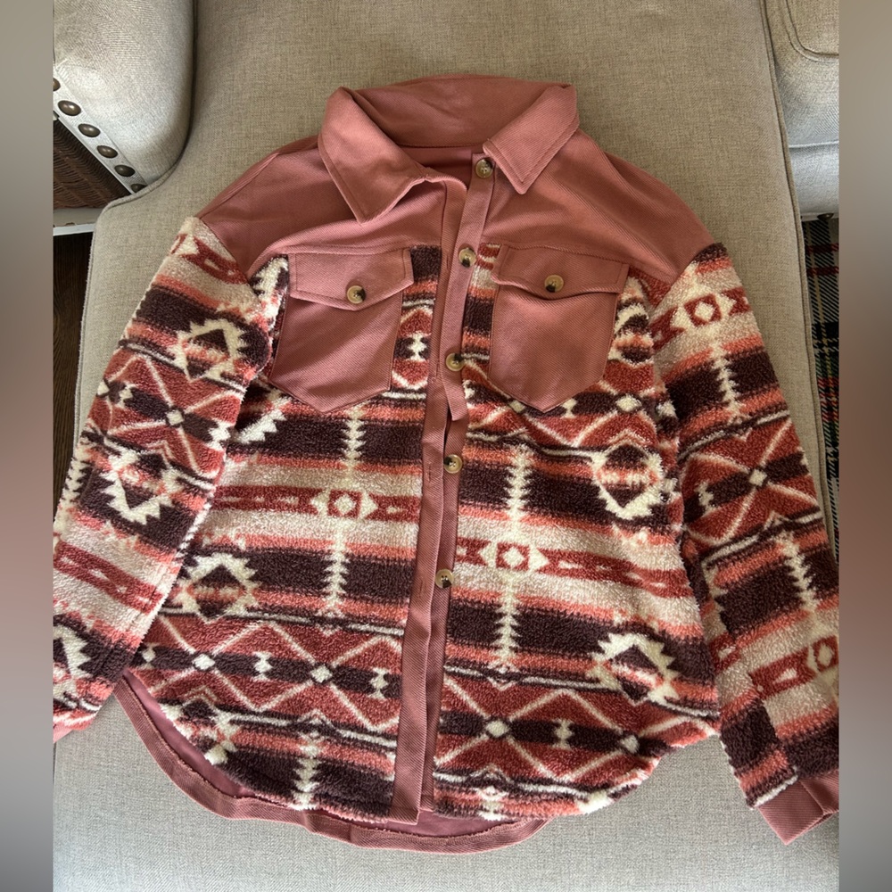 Tribal Patterned Button-Up Jacket